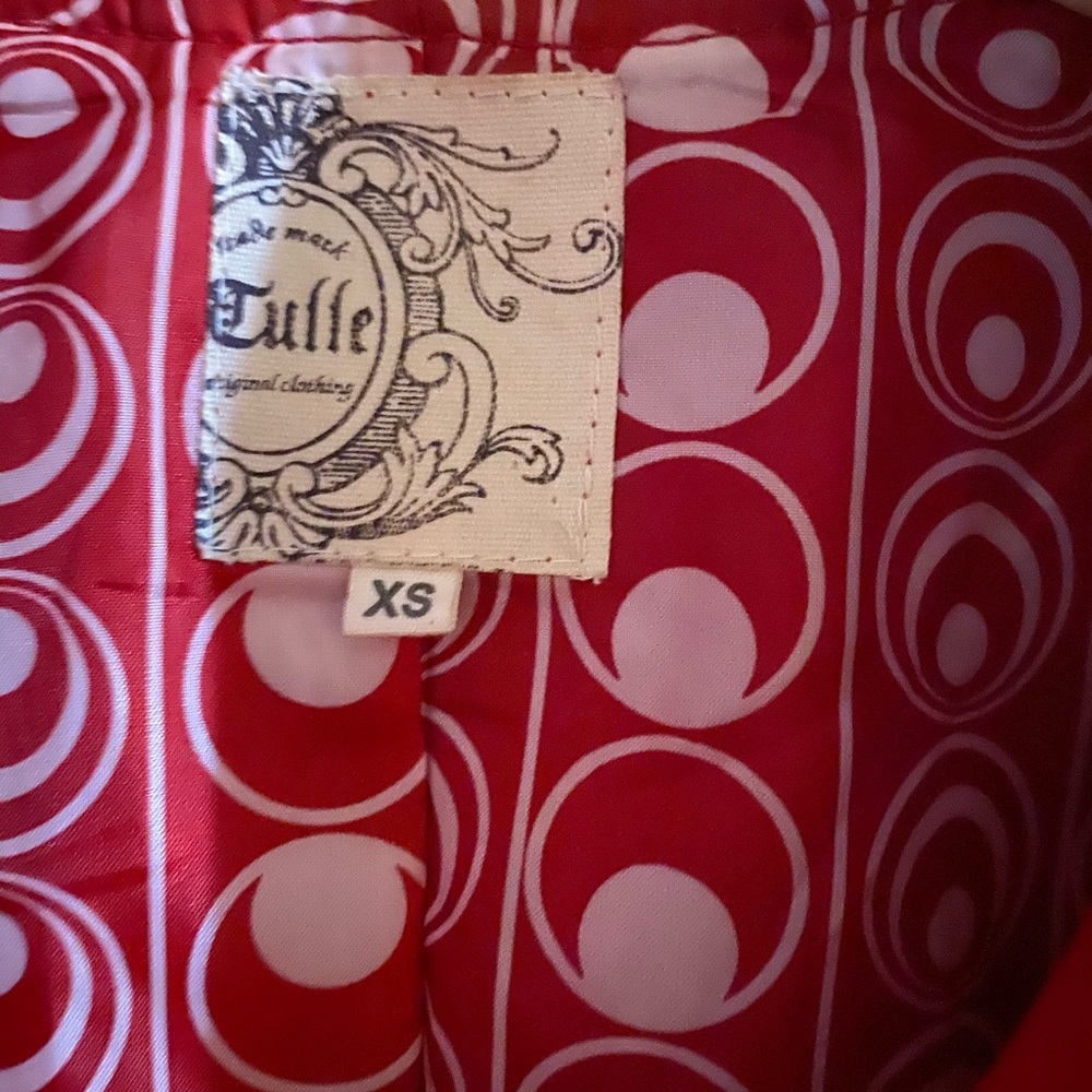 Tulle red pea coat size XS